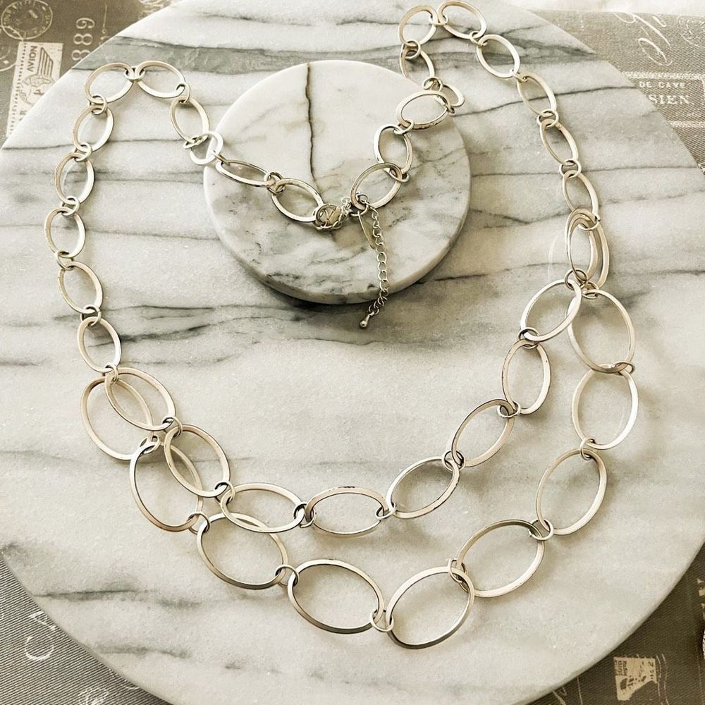 New York & Company Necklace Silver Toned Chain Link Layered
